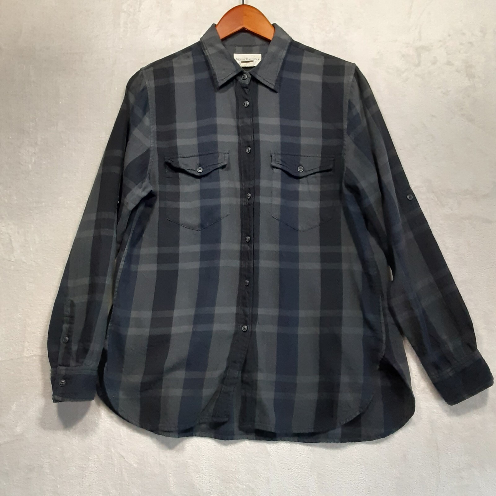 Ralph Lauren Denim & Supply Womans Flannel Shirt Sz.Medium/Black & Blue Plaid